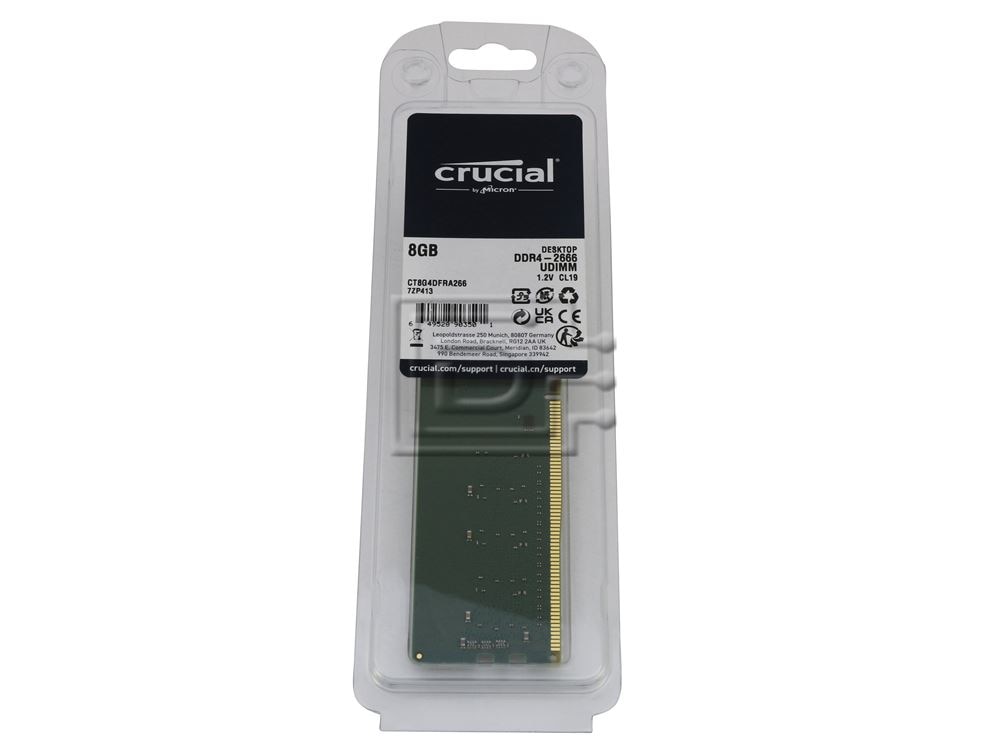 Crucial - DDR4 - Modul - 8 GB - DIMM 288-PIN - 2666 MHz / PC4-21300 - CL19 - 1.2 V - ungepuffert - non-ECC (CT8G4DFRA266) (CT8G4DFRA266) thumbnail