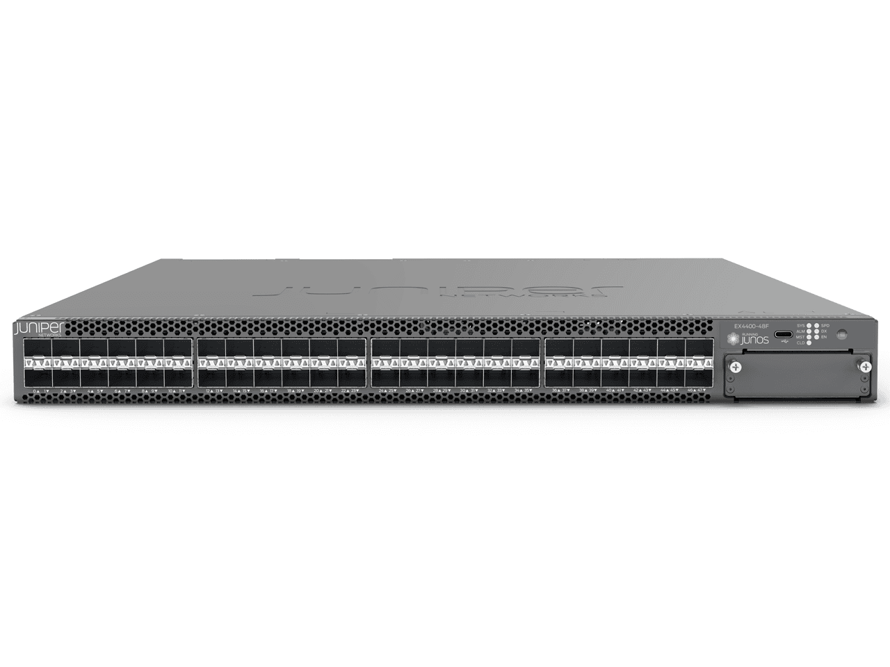 Juniper 12-port 100M/1/2.5/5/10GbE 36-port 100M/1/2.5GbE PoE++ Multigigabit Switch with 2x100G uplink/stacki (EX4400-48MP) thumbnail