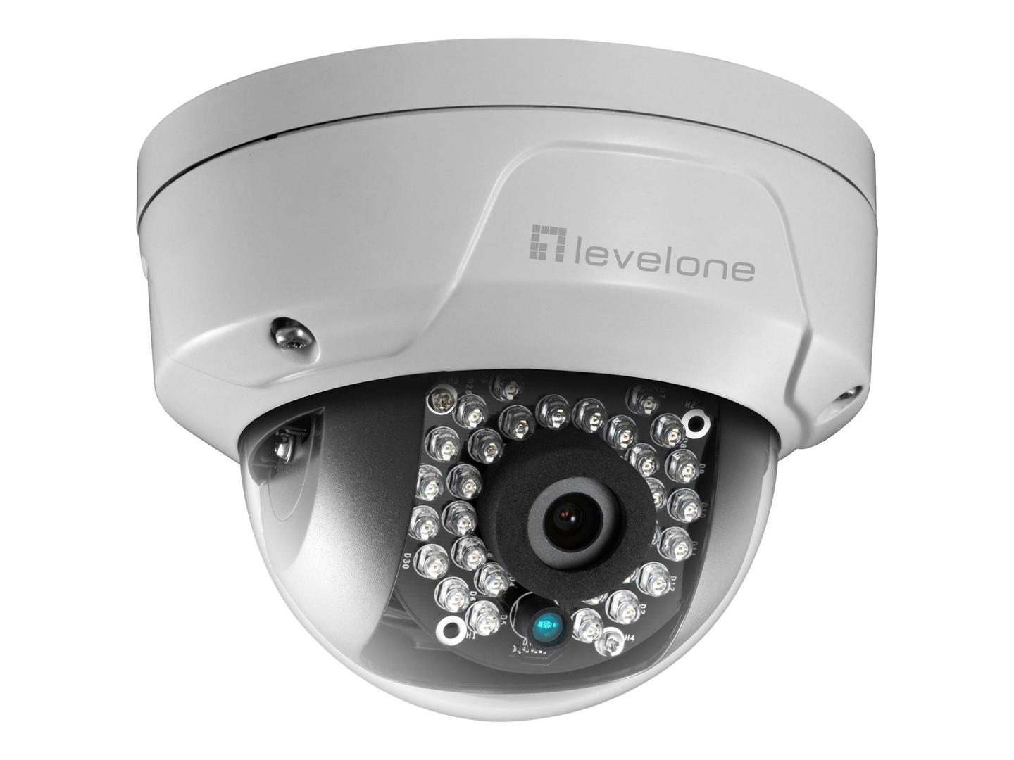LevelOne Fixed Dome IP Network Camera - 5-Megapixel - 802.3af PoE - IR LEDs - Indoor/Outdoor - two-way audio - Vandalproof (FCS-3087) thumbnail