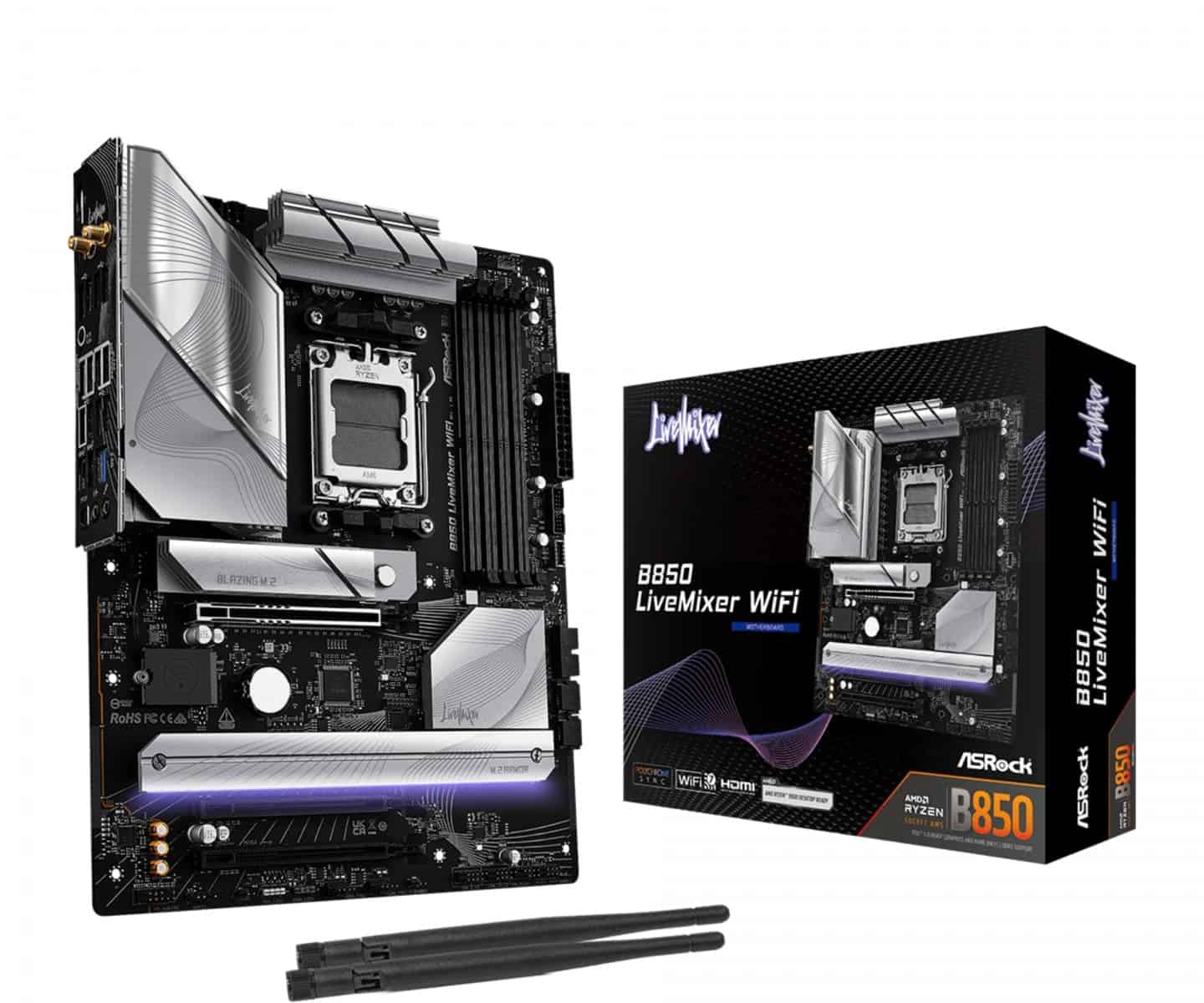 ASRock AM5 ASROCK B850 LiveMixer WiFi (90-MXBQU0-A0UAYZ) thumbnail