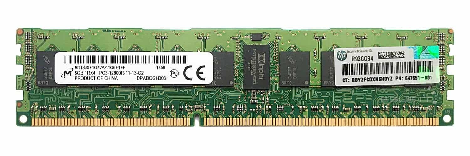 HP 8GB Single Rank x4 PC3-12800R (647651-081) thumbnail