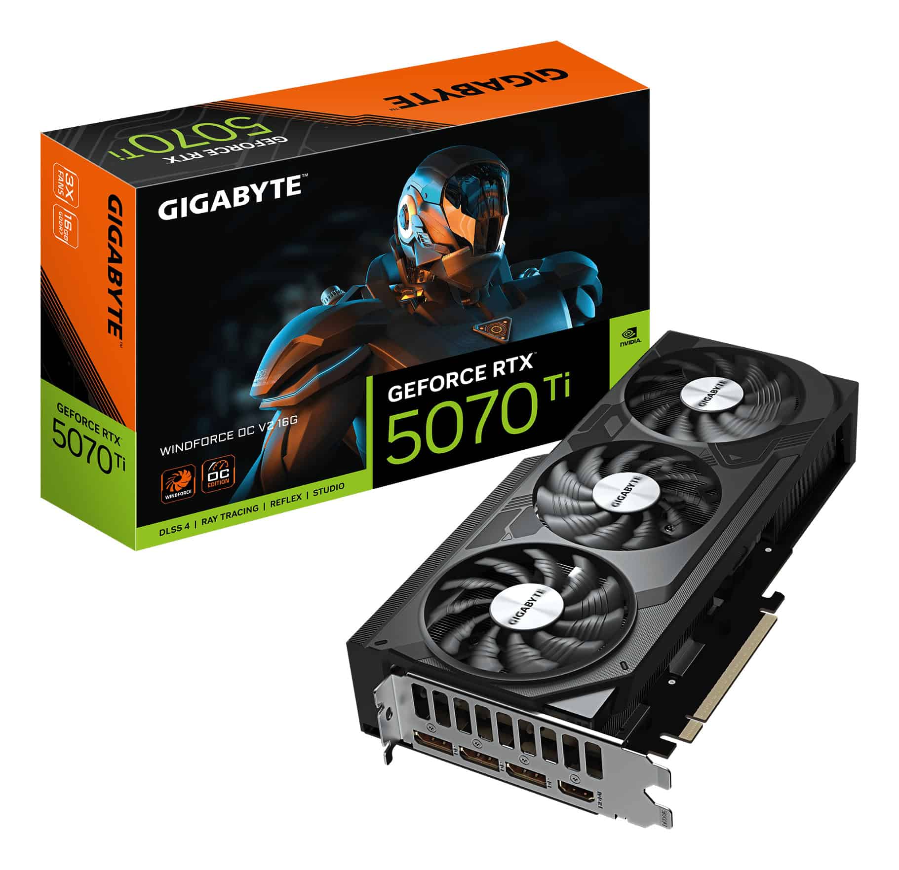 GIGABYTE GeForce RTX 5070 Ti WINDFORCE OC V2 16G NVIDIA 16 GB GDDR7 (GV-N507TWF3OCV2-16GD) thumbnail