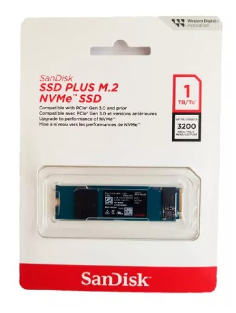 Sandisk SSD Plus NVMe 1TB M2 (SDSSDA3N-1T00-G26) thumbnail