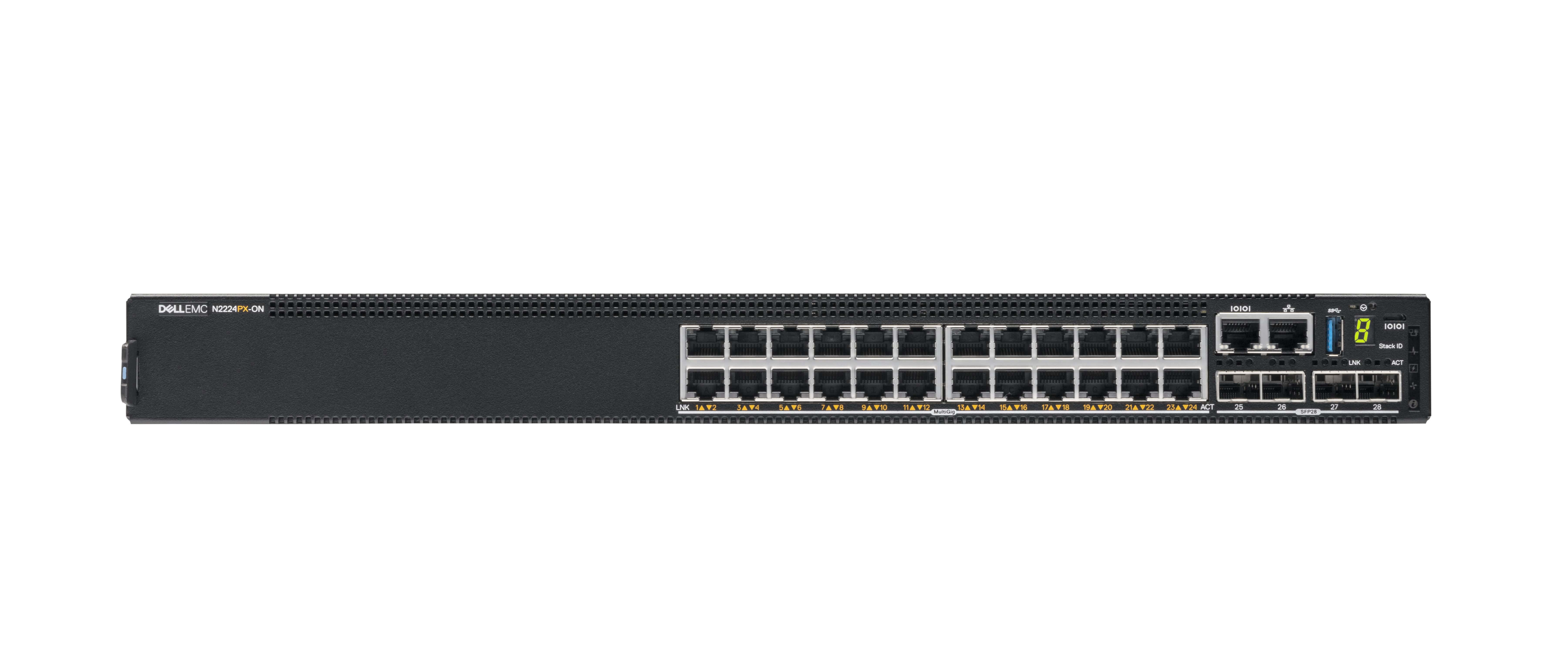 DELL N2224PX-ON Managed L3 2.5G Ethernet (100/1000/2500) Power over Ethernet (PoE) 1U Zwart (210-ASPC) thumbnail