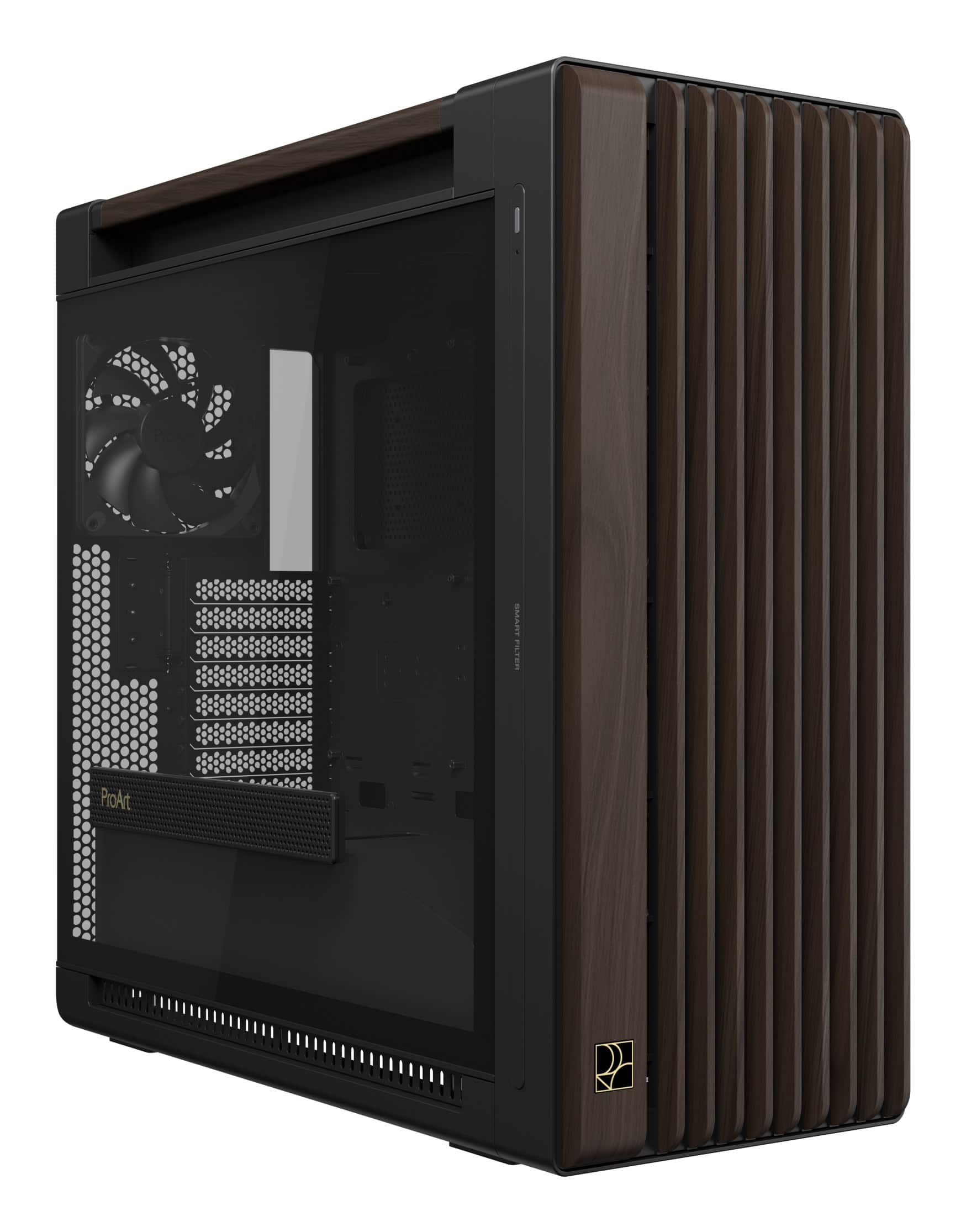 ASUS ProArt PA602 Wood Edition Modern Black - Tempered Glass Panel Midi Tower Zwart, Hout (90DC00J0-B09030) thumbnail