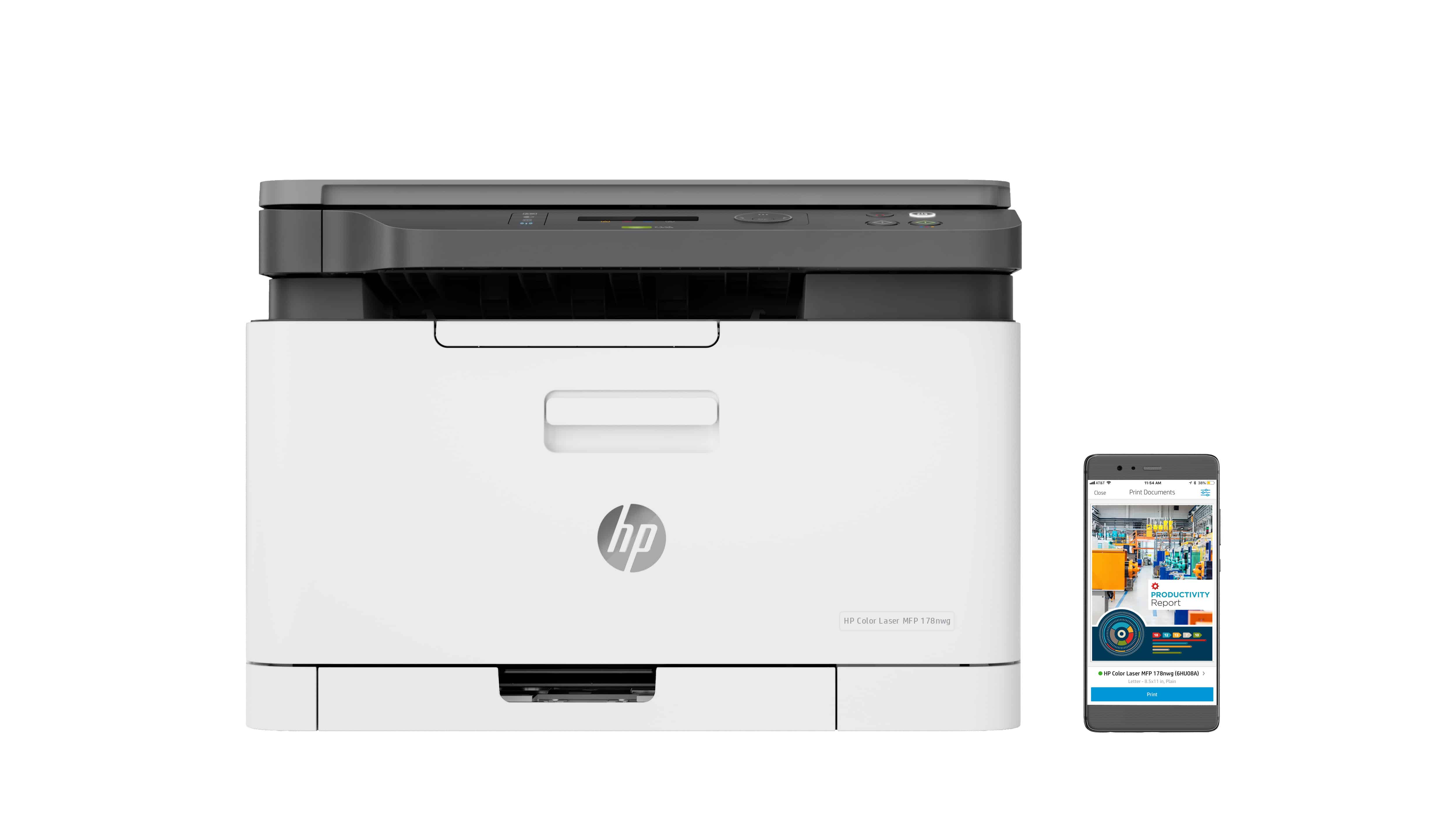HP Color Laser Laser 178nw Draadloos Multifunction Kleur Printer, Kopieerapparaat, scanner; dubbelzijdig (4ZB96A) thumbnail