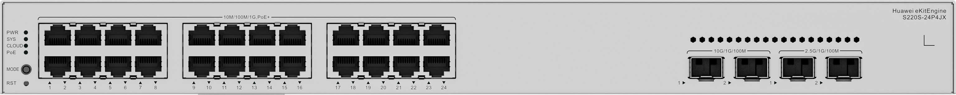 HUAWEI eKit S220S-24P4JX Gigabit Ethernet (10/100/1000) Power over Ethernet (PoE) 1U (98012518) thumbnail