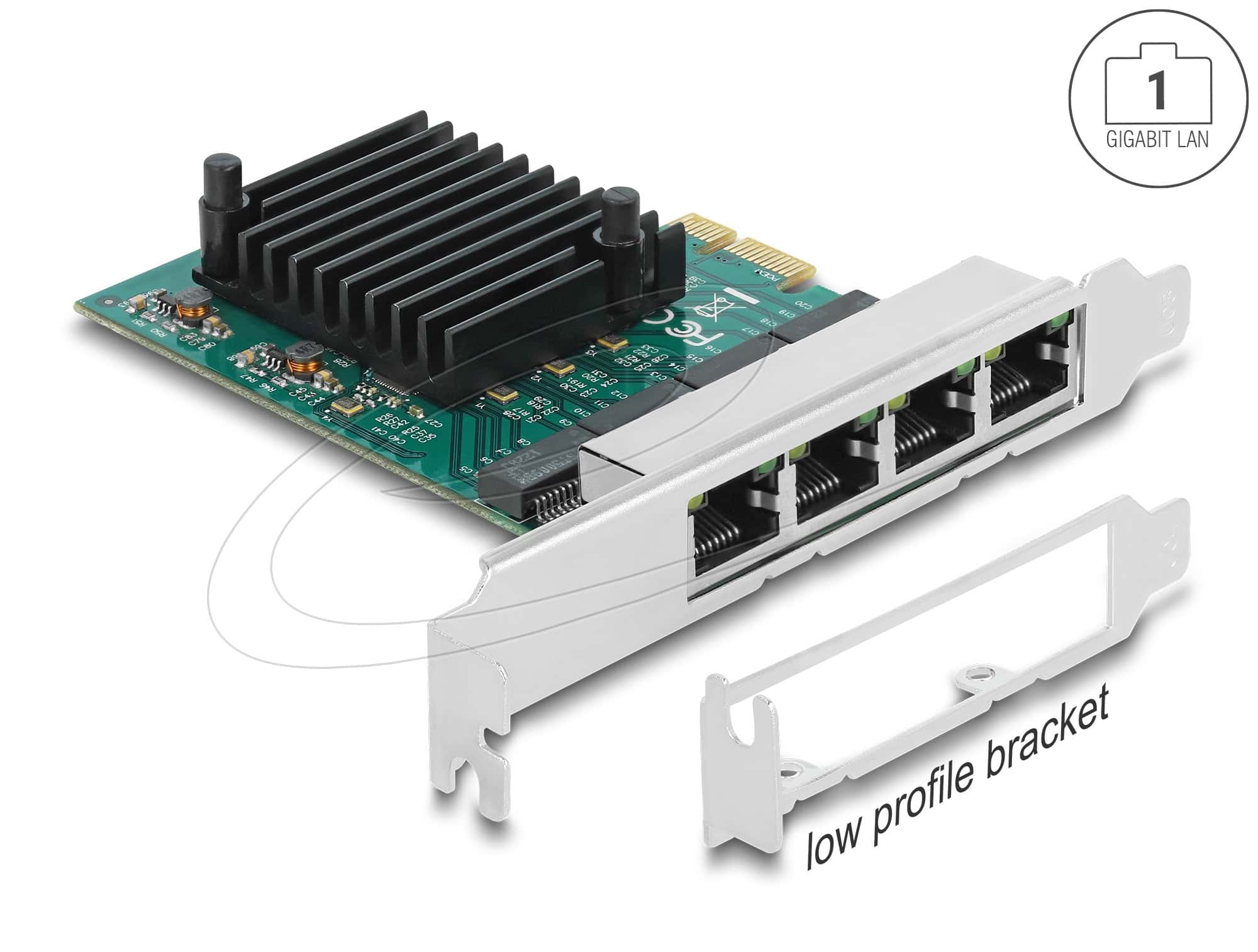 Delock PCI Express x1 Netzwerkkarte Gigabit LAN 4 x RJ45 RTL8111 (89025) thumbnail