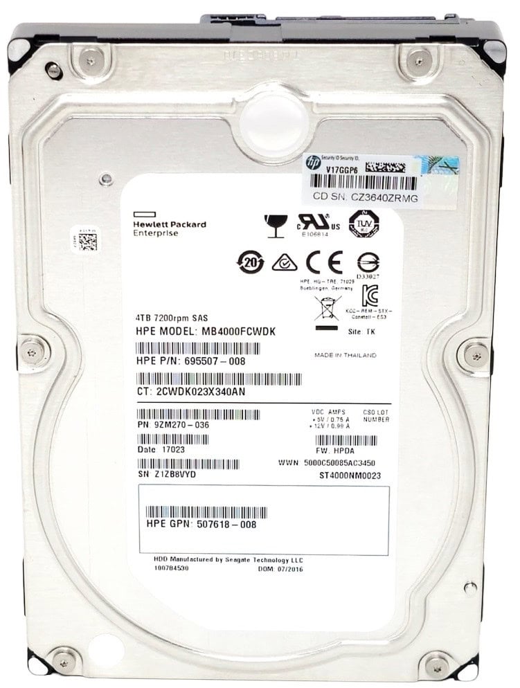 HP 4TB 6G SAS 7.2K 3.5in DP MDL (695510-S21-RFB) thumbnail