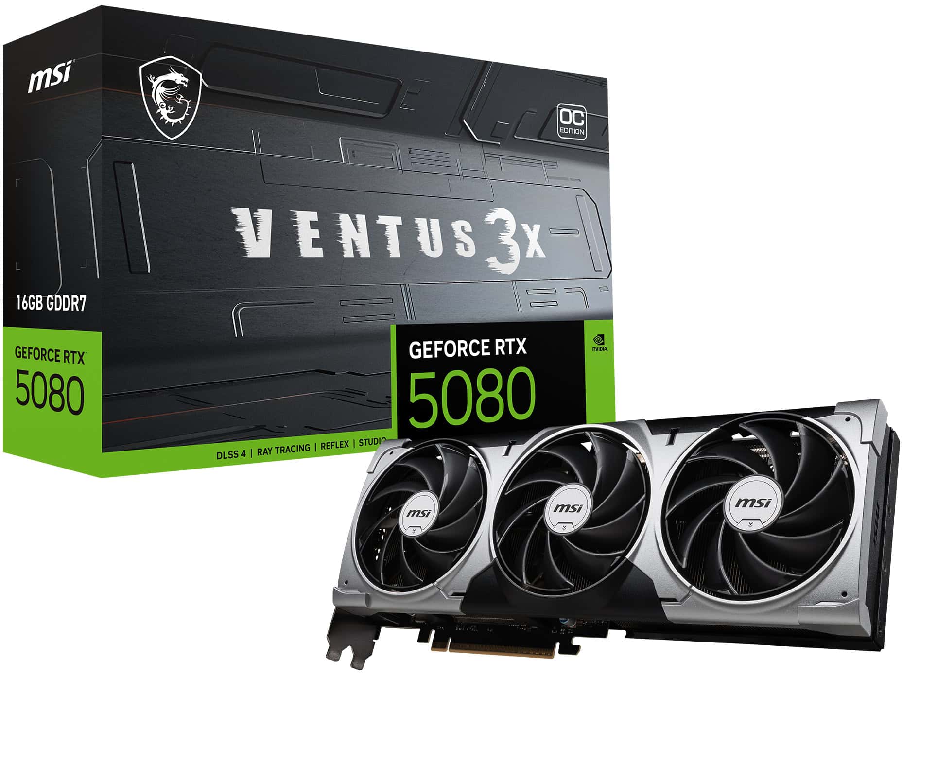 MSI VENTUS GeForce RTX5080 16G 3X OC NVIDIA GeForce RTX 5080 16 GB GDDR7 (GEFORCE RTX 5080 16G VENTUS 3X OC) thumbnail