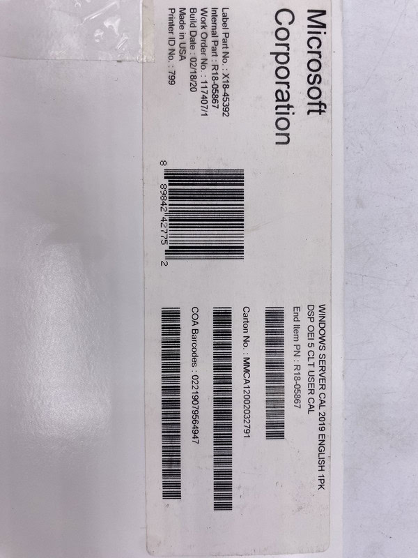Microsoft OV-NL EDU Windows Server U-CAL LIC/SA 1Y AqY1 AP SL (R18-05914) thumbnail