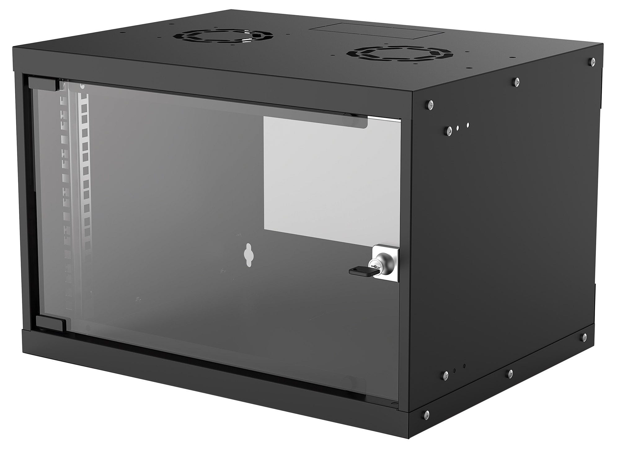 Intellinet 19" netwerkkast wand (basic), 6U, 400 mm diep, zwart, bouwpakket, max. 50 kg, bruikbare diepte 340 mm, glazen deur, montagemateriaal niet inbegrepen (714143) thumbnail