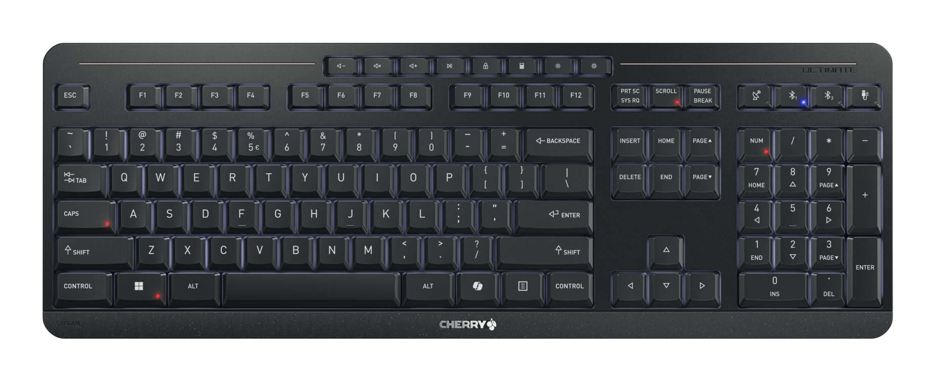 CHERRY Stream keyboard ultimate toetsenbord Thuis/Werk USB + RF Wireless + Bluetooth QWERTY Engels Zwart (JK-8570US-2) thumbnail