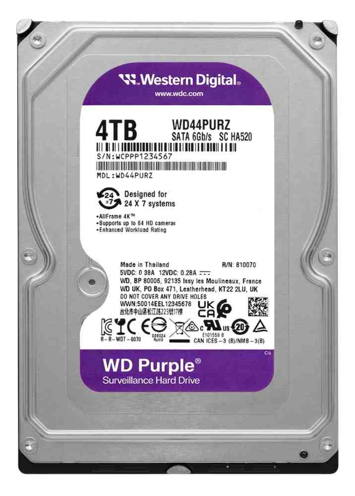 Western Digital WD 4TB Purple Surveillance Storage (WD44PURZ) (WD44PURZ) thumbnail