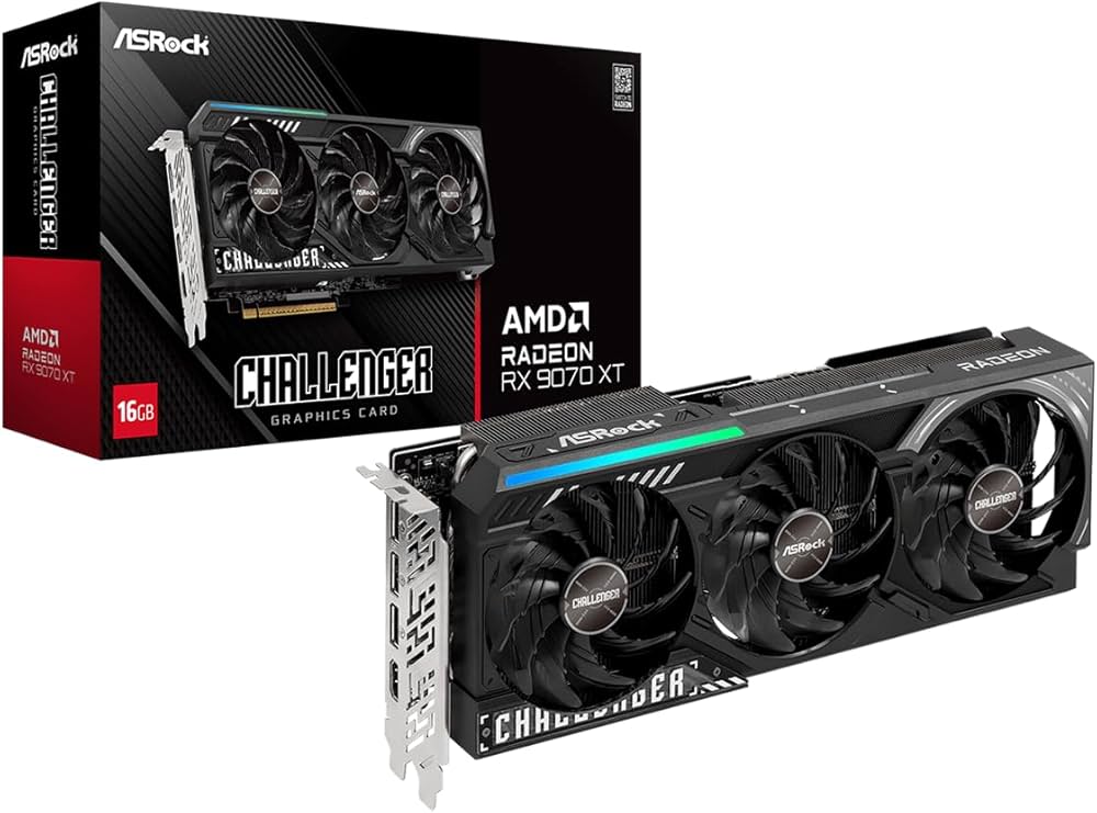 ASRock RX 9070XT 16GB AsRockCL GDDR6 3 Fan (90-GA61ZZ-00UANF) thumbnail
