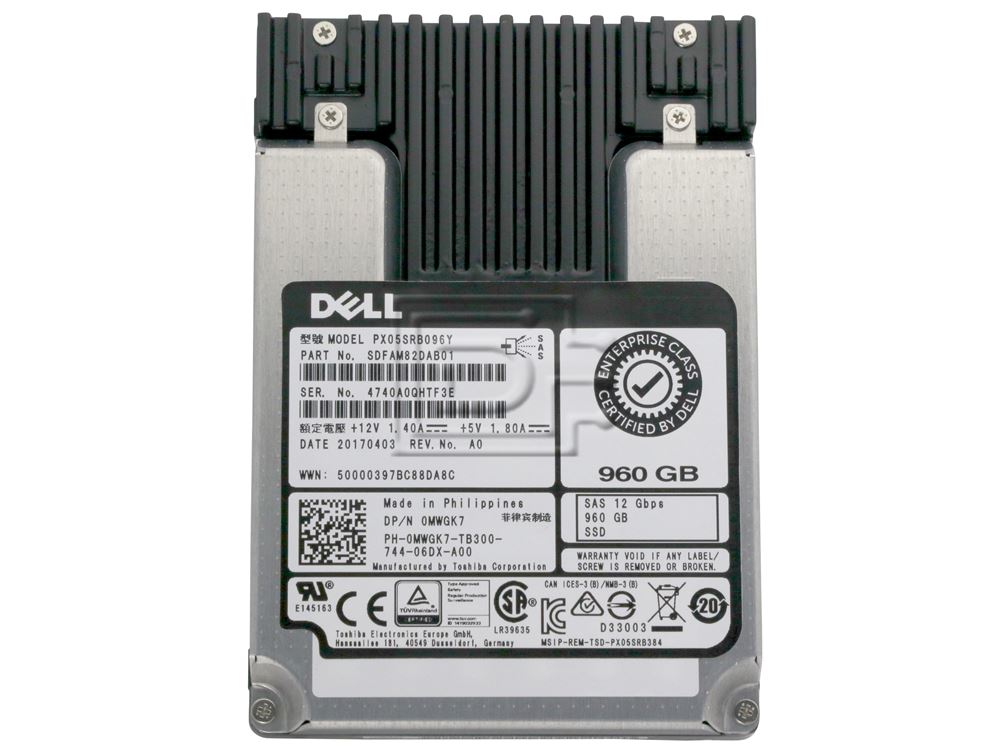 Dell SSDR 960G 2N IS12 2.5 T-4RI EC (MWGK7-RFB) thumbnail