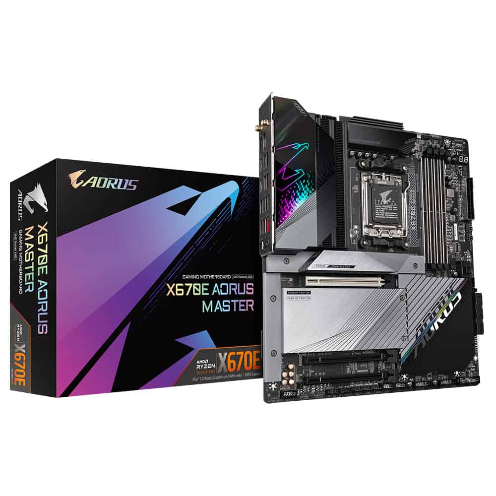 GIGABYTE X670E AORUS MASTER moederbord AMD X670 Socket AM5 ATX (X670E AORUS MASTER) thumbnail