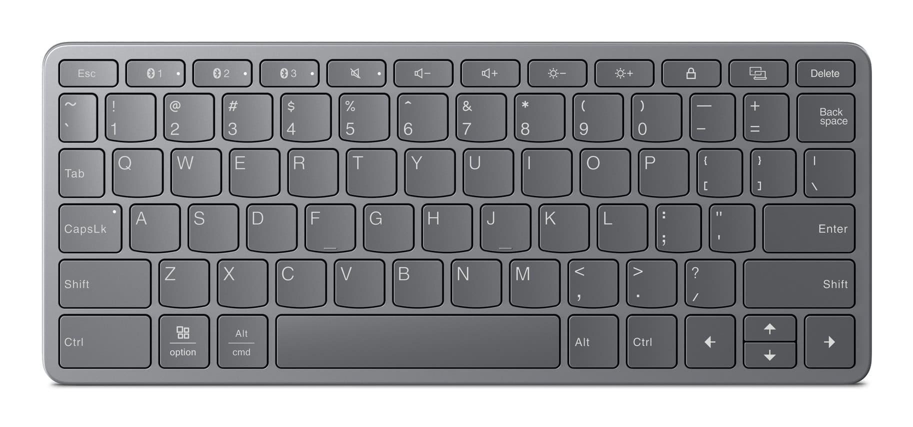 Lenovo Multi-Device Wireless Keyboard USB Type-C Grijs (ZG38C05813) thumbnail