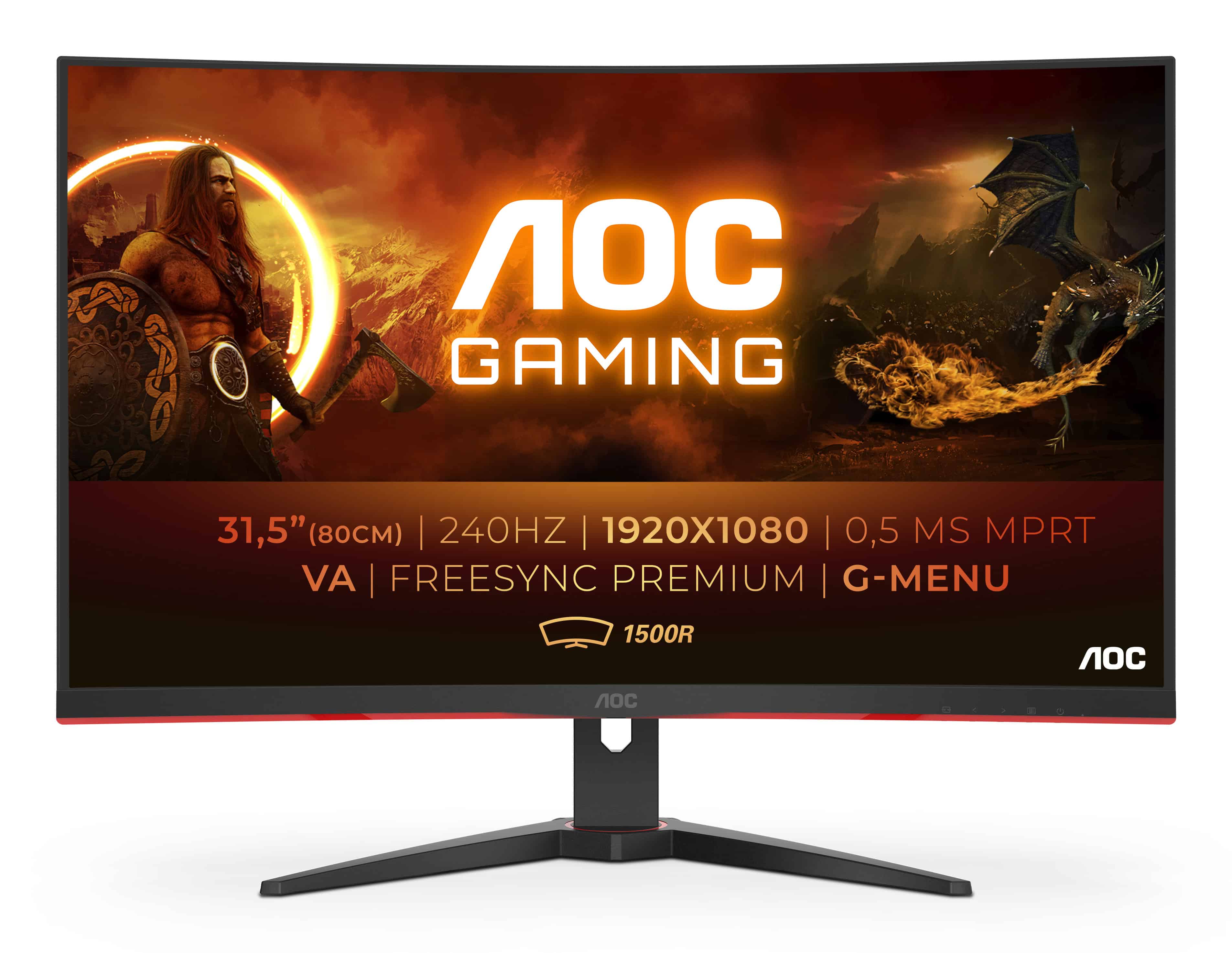 AOC G2 C32G2ZE/BK computer monitor 80 cm (31.5) 1920 x 1080 Pixels Full HD LED Zwart, Rood (C32G2ZE) thumbnail