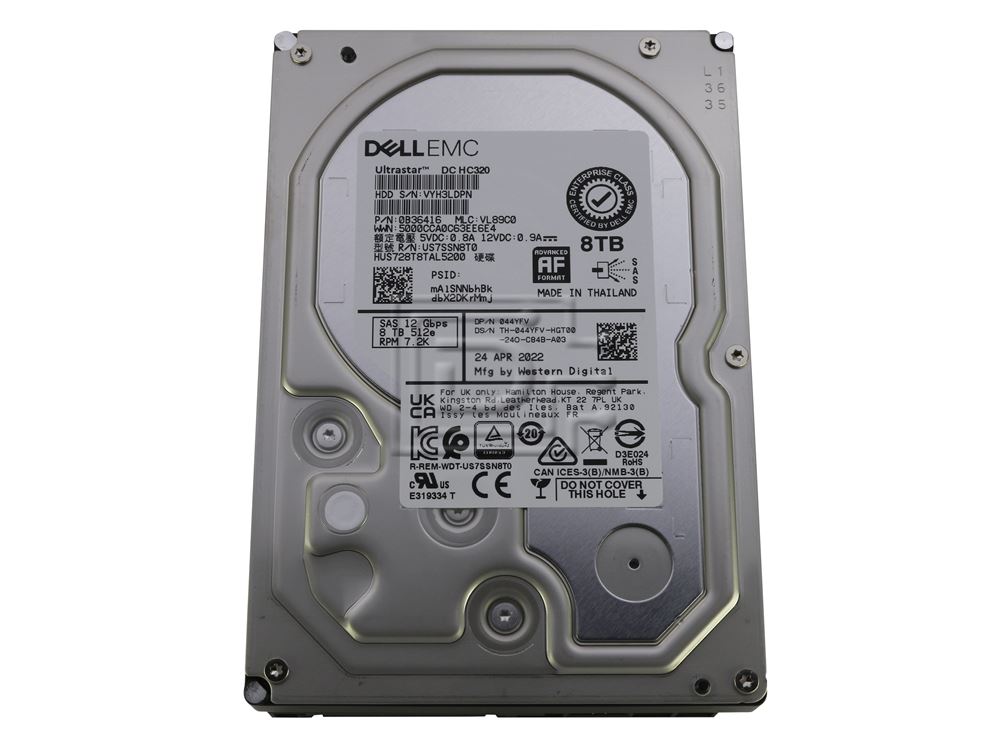 Dell EMC 8TB 7.2K 3.5 6G SATA (005052880-RFB) thumbnail