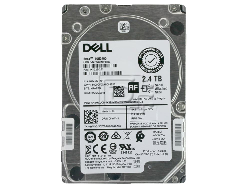 Dell 2.4TB 10K 12G SED 2.5INCH SAS (08YWH3-RFB) thumbnail
