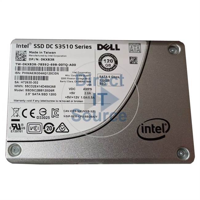 Dell 120GB 6G 2.5INCH S3510 MLC RI (0KX83R-RFB) thumbnail