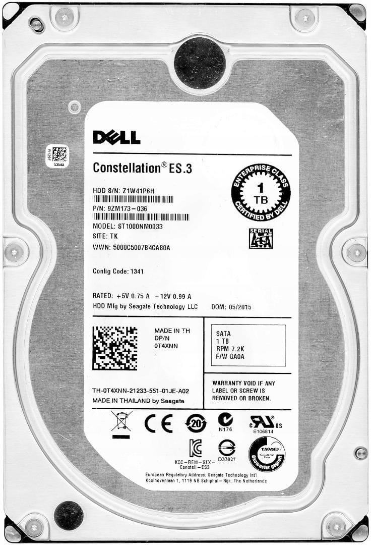 Dell 1TB 7.2K 6G 3.5INCH SATA HDD (0T4XNN-RFB) thumbnail