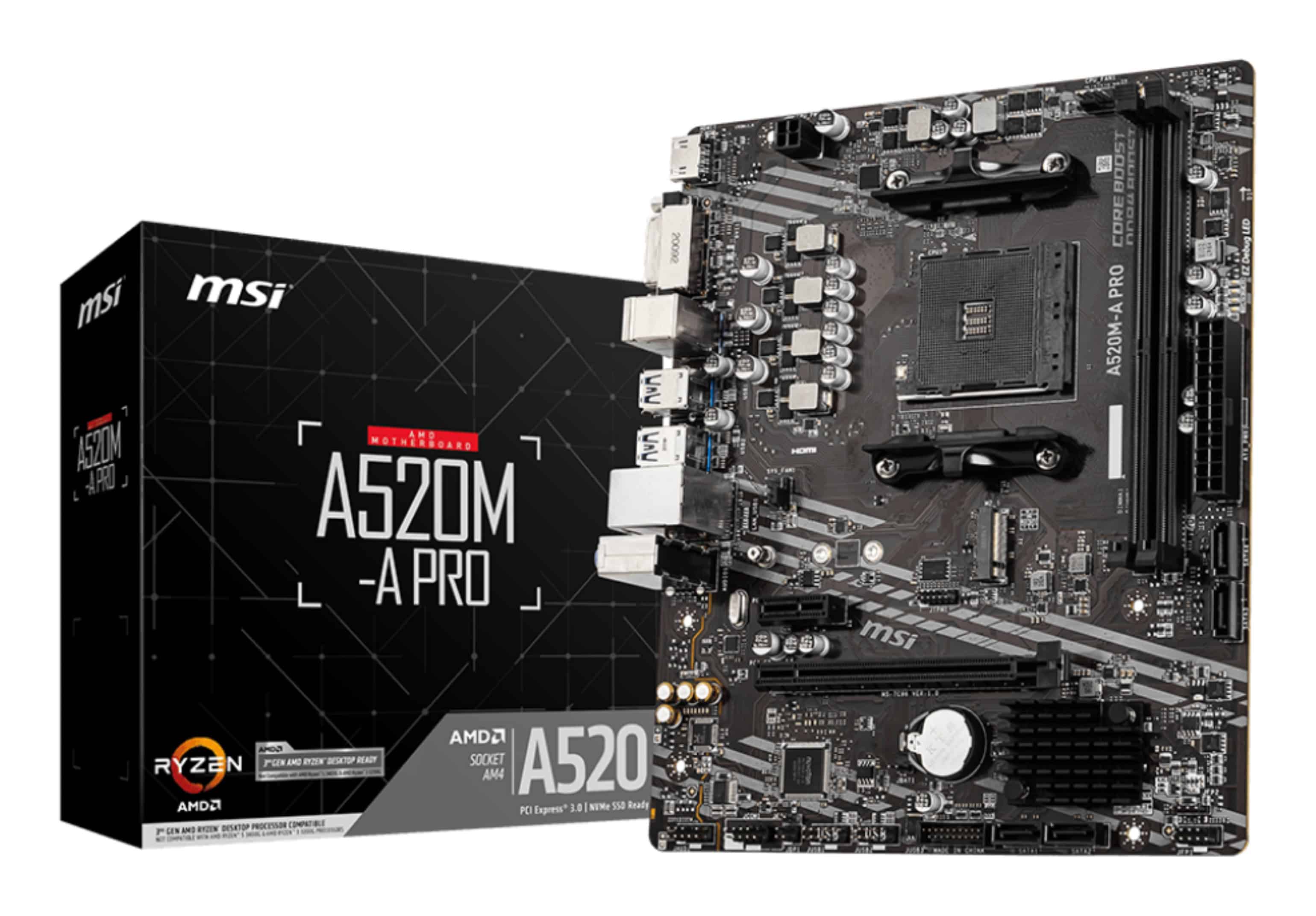 MSI A520M-A PRO moederbord AMD A520 Socket AM4 micro ATX (7C96-001R) thumbnail