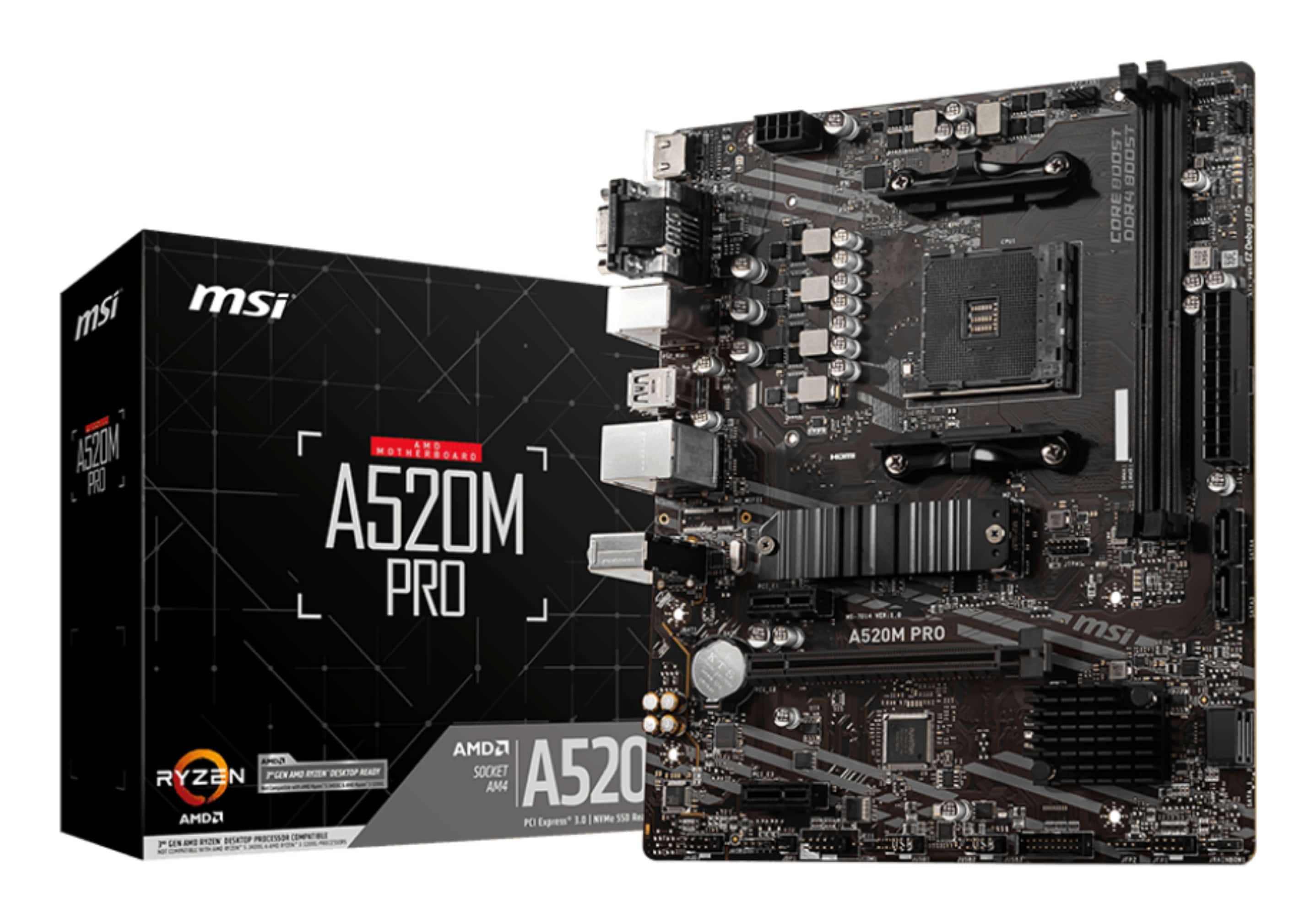 MSI A520M PRO moederbord AMD A520 Socket AM4 micro ATX (7D14-005R) thumbnail