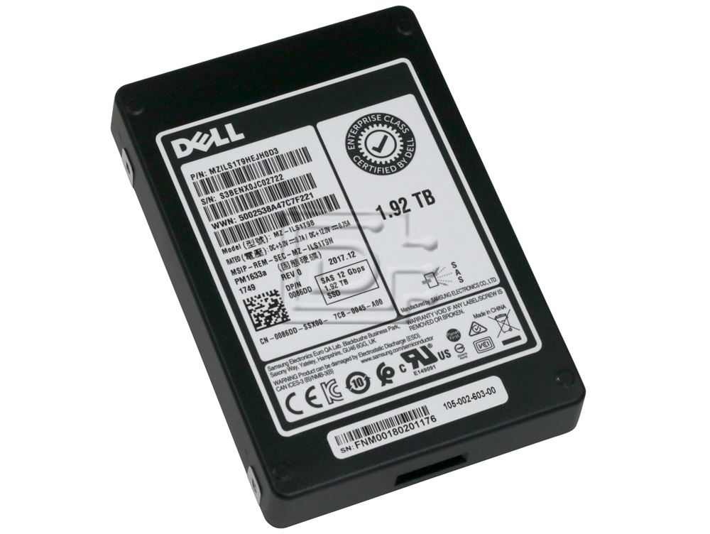 Dell 1.92TB 12G RI 2.5INCH SAS SSD (1NFN7-RFB) thumbnail