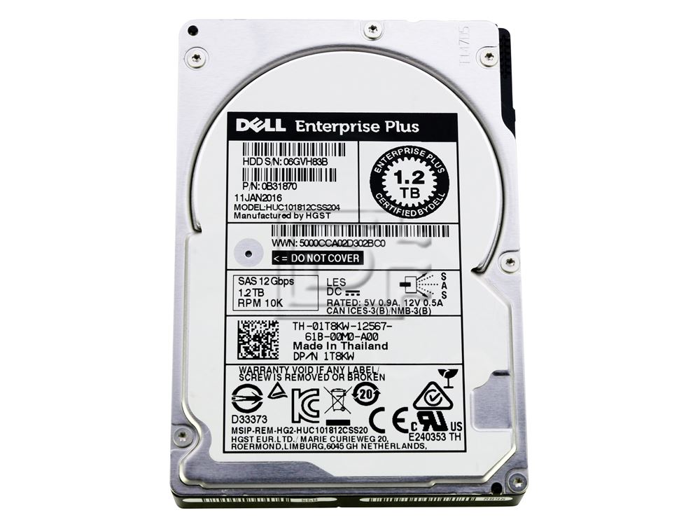 Dell 1.2TB 2.5 10K 12G SAS HDD (1T8KW-EQL-RFB) thumbnail
