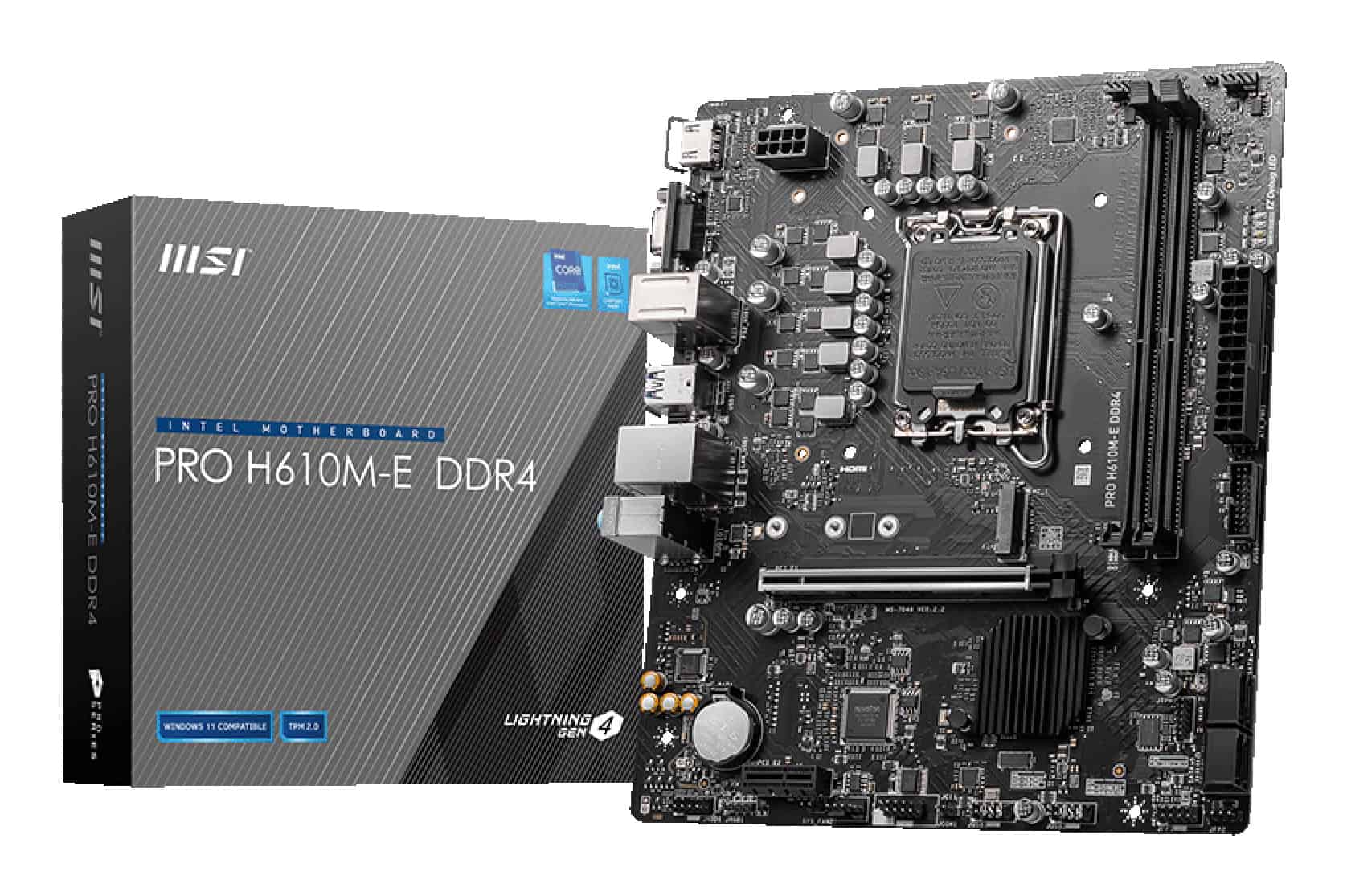 MSI PRO H610M-E DDR4 moederbord Intel H610 LGA 1700 micro ATX (7D48-001R) thumbnail