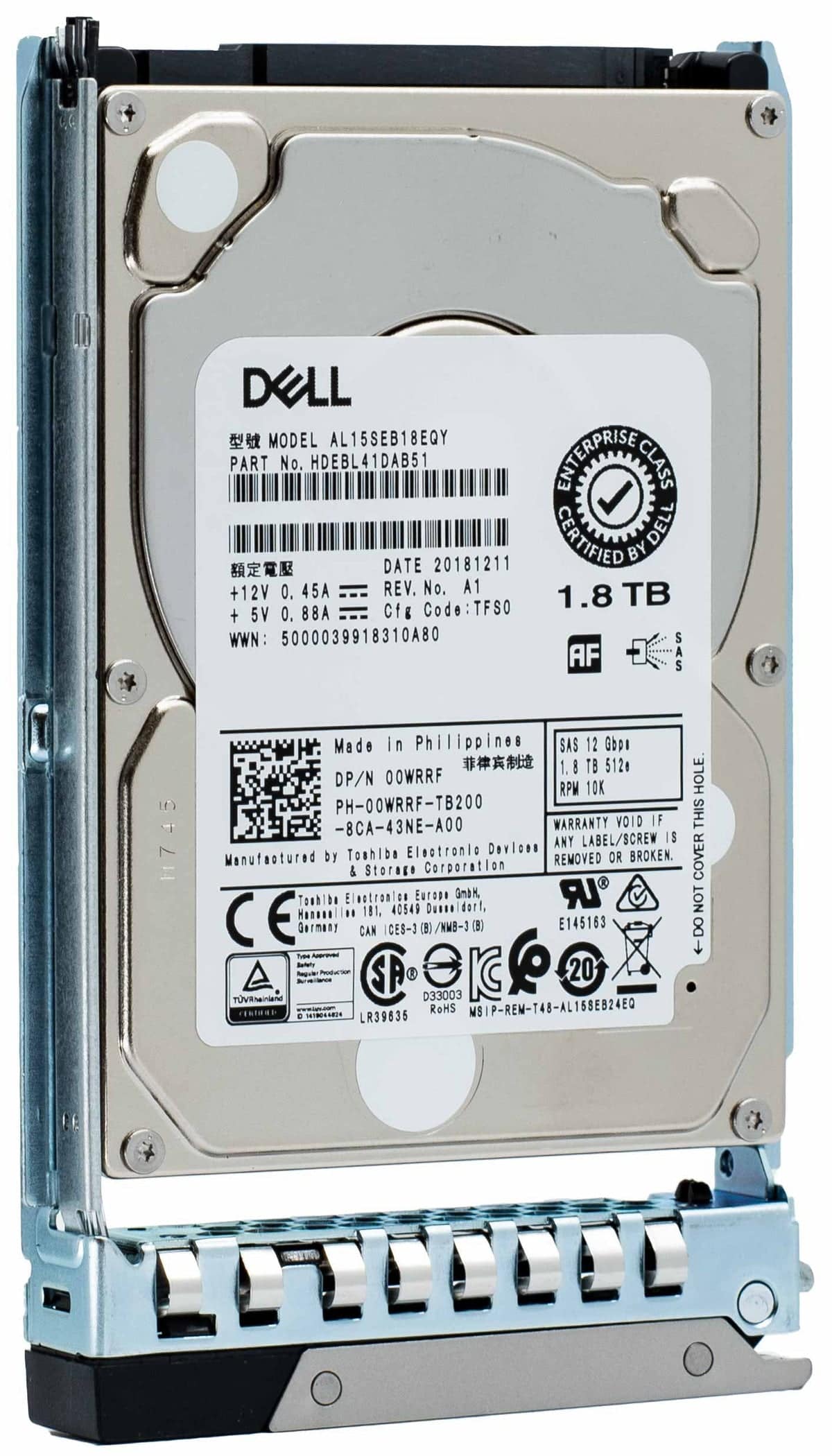 Dell 1.8TB 10K 12G 2.5INCH SAS HDD (400-ATJR-RFB) thumbnail