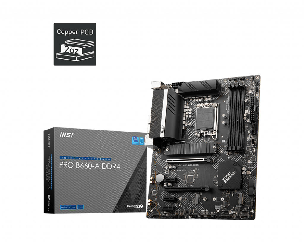 MSI PRO B660-A DDR4 moederbord Intel B660 LGA 1700 ATX (7D59-001R) thumbnail