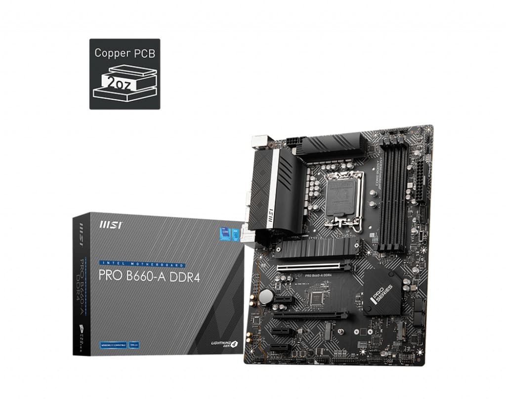 MSI PRO B660-A DDR4 moederbord Intel B660 LGA 1700 ATX (7D59-001R) thumbnail