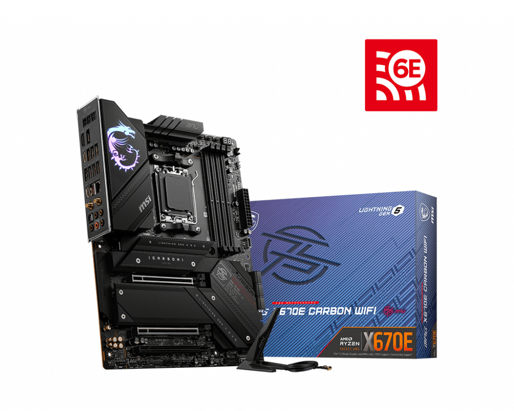 MSI MPG X670E CARBON WIFI moederbord AMD X670 Socket AM5 ATX (7D70-001R) thumbnail