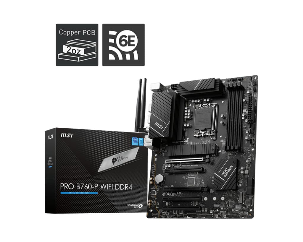 MSI PRO B760-P WIFI DDR4 moederbord LGA 1700 micro ATX (7D98-001R) thumbnail