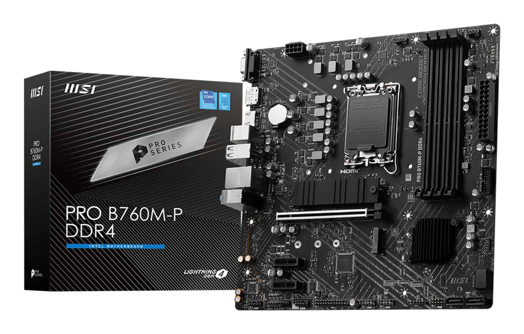 MSI PRO B760M-P DDR4 moederbord Intel B760 LGA 1700 micro ATX (7E02-001R) thumbnail