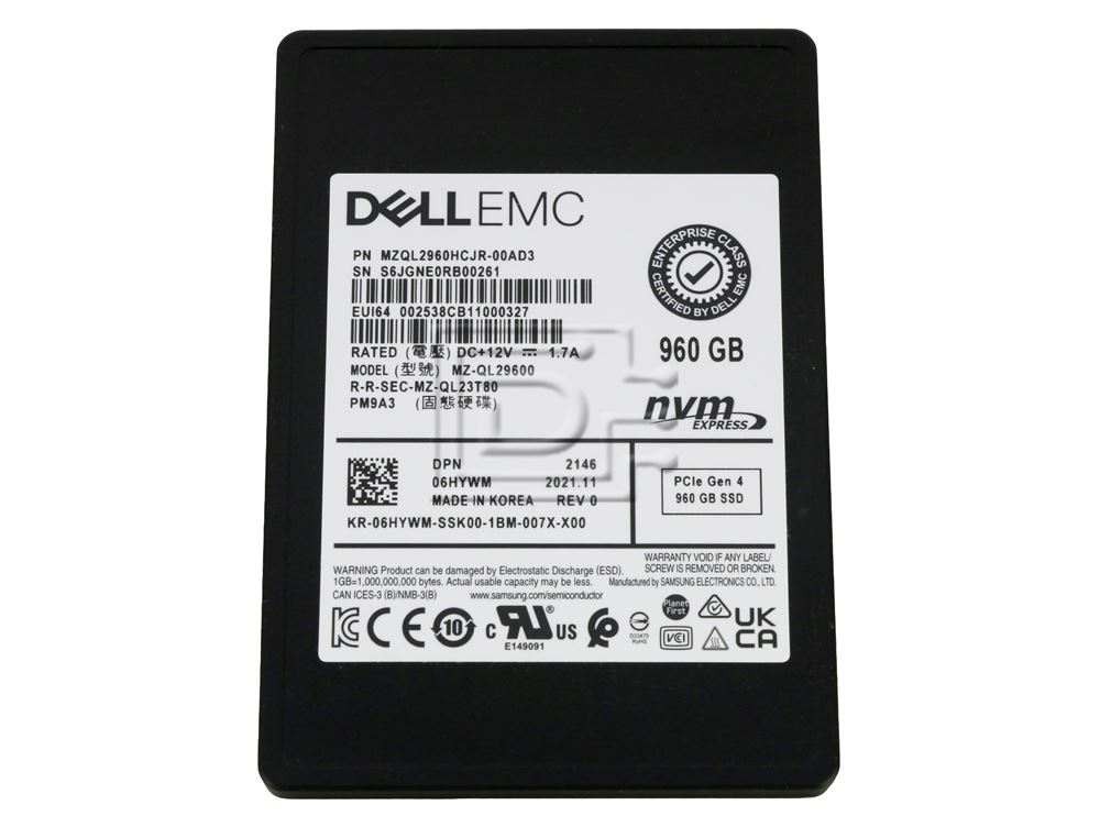 Dell 960GB SSD 2.5 NVMe PCI-e Gen4 (6HYWM-RFB) thumbnail