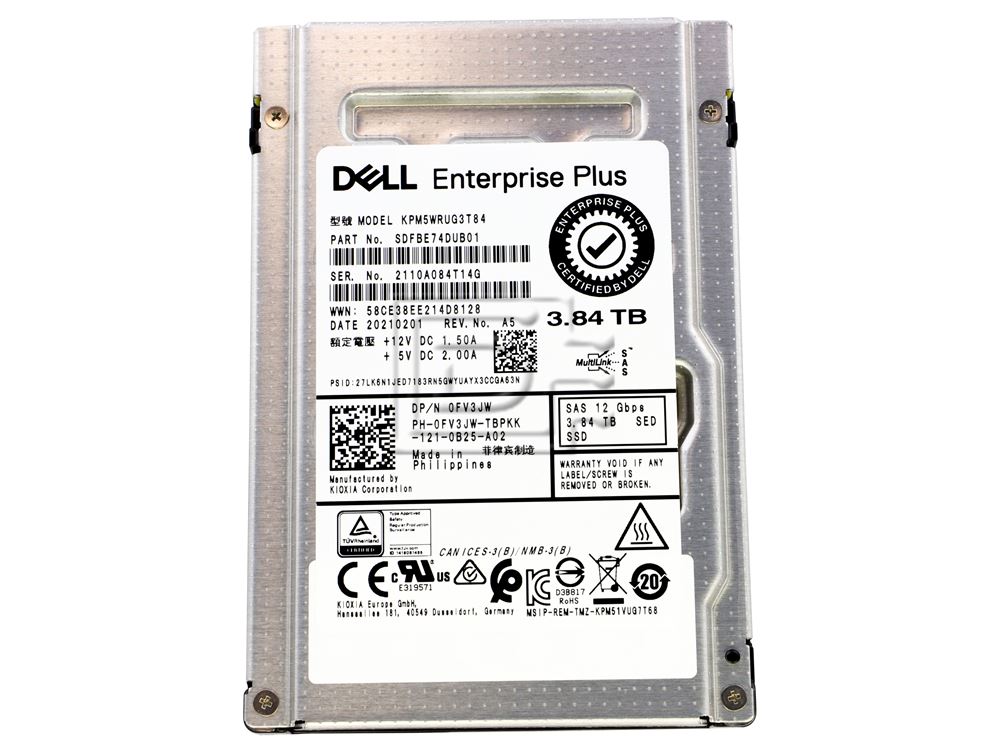 Dell 3.84TB 12G RI MLC SED SAS (7WJWT-RFB) thumbnail