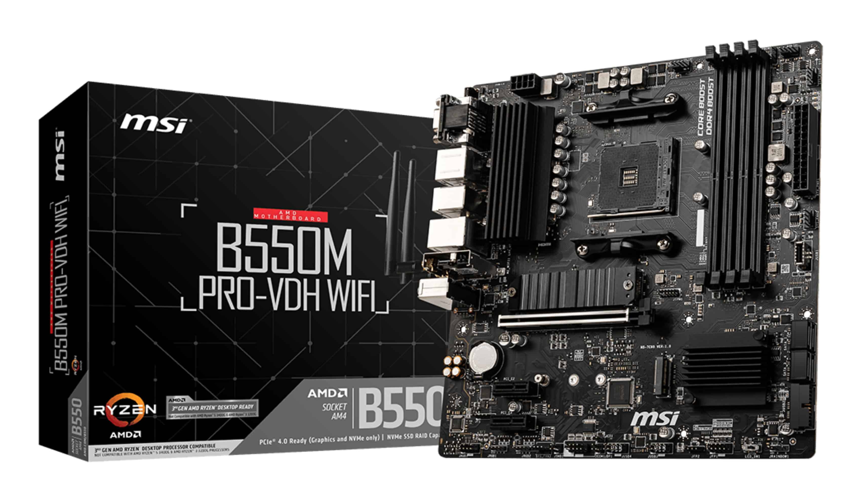 MSI B550M PRO-VDH WIFI moederbord AMD B550 Socket AM4 micro ATX (B550M PRO-VDH WIFI) thumbnail