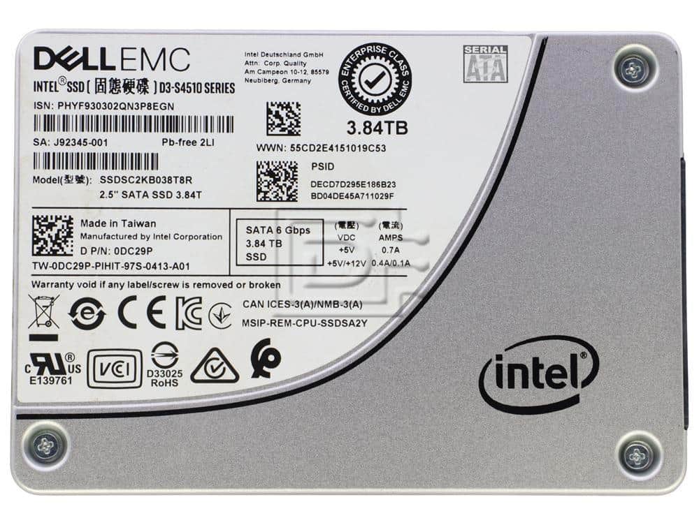 Dell SSD, 3.84TB, 2.5, Read (DC29P-RFB) thumbnail