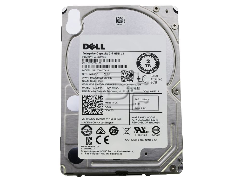 Dell 2TB 7.2K 12G 2.5INCH SAS HDD (FVX7C-RFB) thumbnail