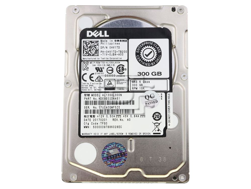 Dell 300GB 15K 6G 2.5INCH SAS HDD (HV1TD-RFB) thumbnail