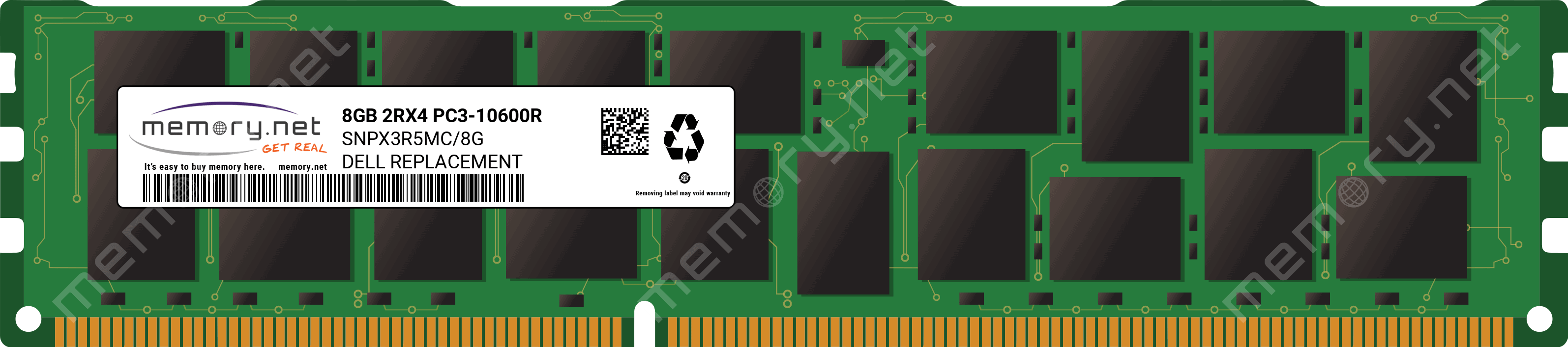 Dell 8GB (1*8GB) 2RX4 PC3-10600R (SNPX3R5MC/8G-RFB) thumbnail