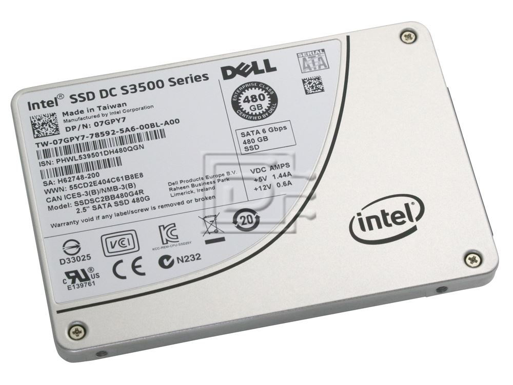 Dell SSD, 480GB, SATA, 2.5 Inch, (SSDSC2BB480G6R-RFB) thumbnail