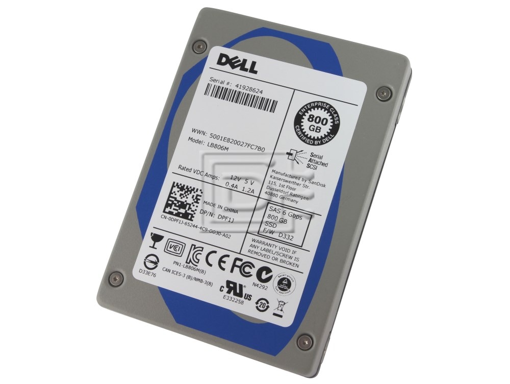 Dell SSDR 800GB SAS 2.5 SDSK E/P (V6JNY-RFB) thumbnail