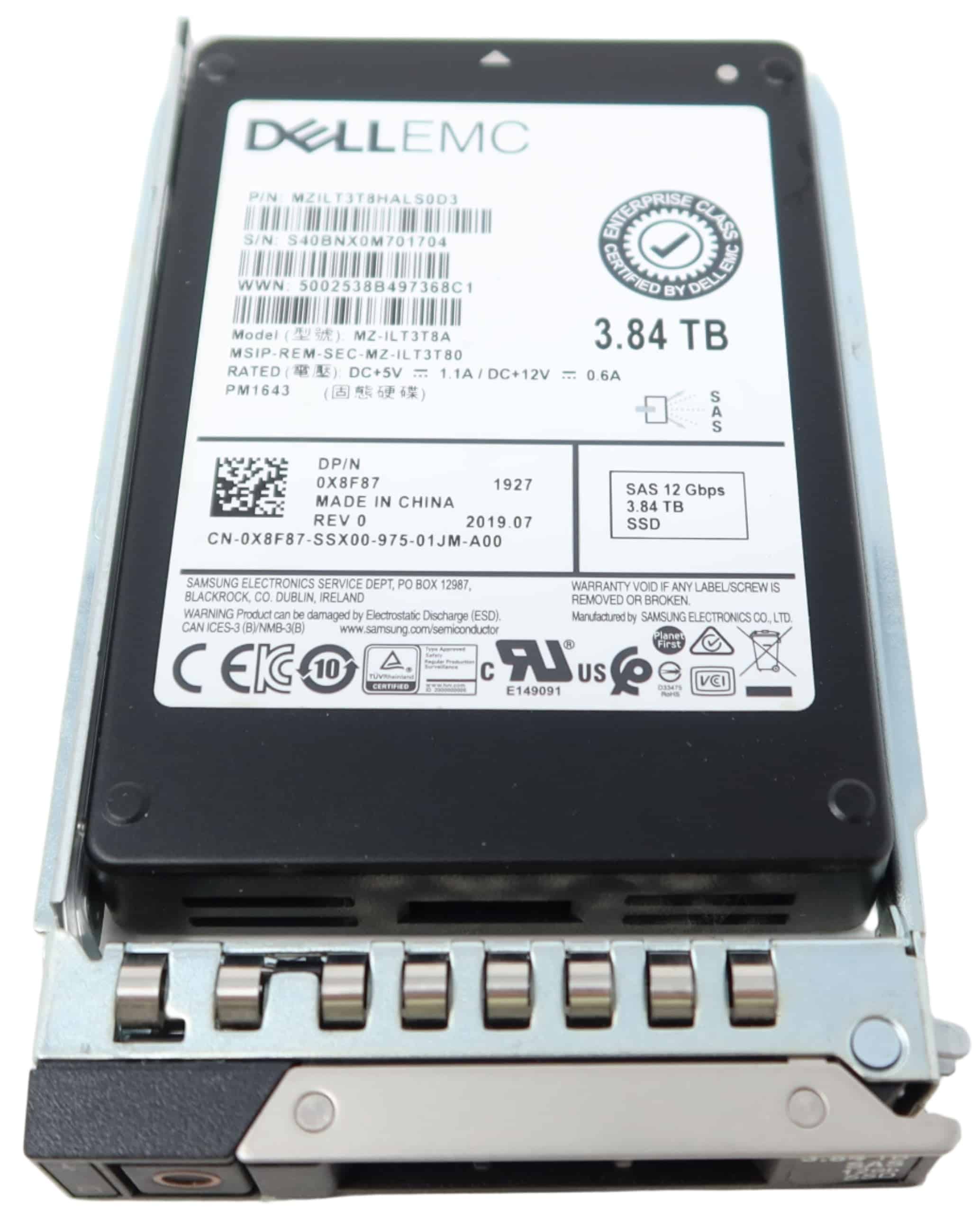 Dell EMC 3.84TB 12G 2.5INCH RI SAS (X8F87-RFB) thumbnail