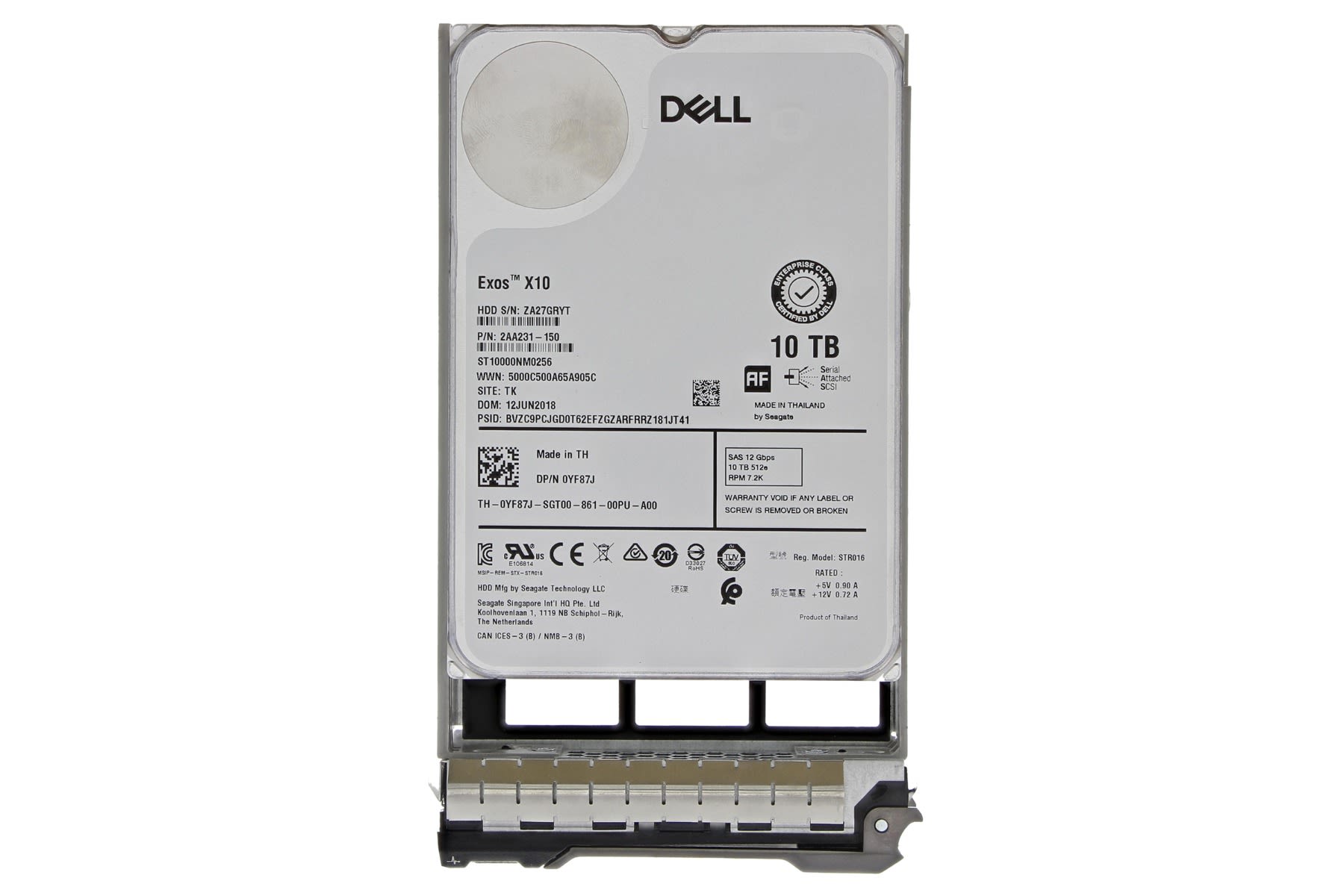 Dell 10TB 7.2K 12G 3.5INCH SAS HDD (YF87J-RFB) thumbnail