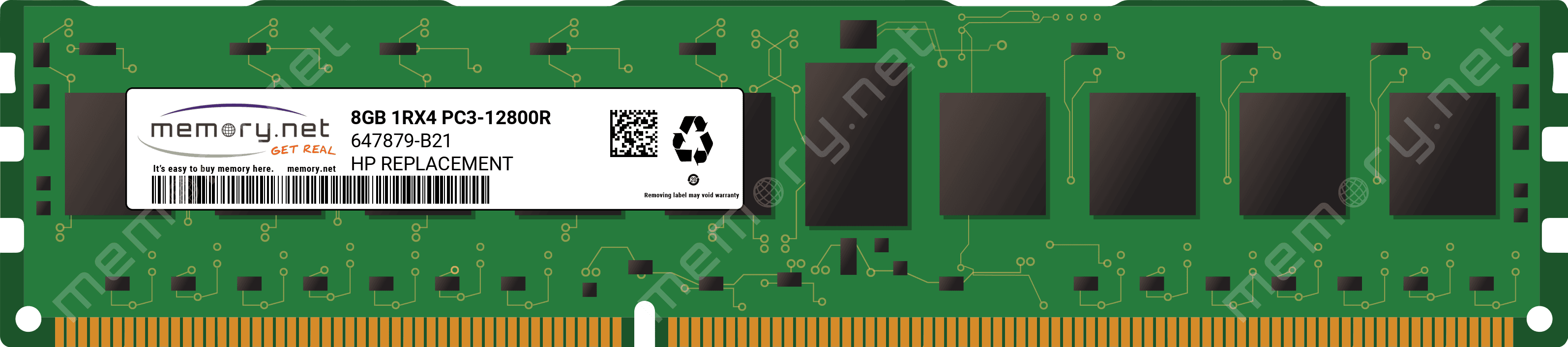 HP 8GB Single Rank x4 PC3-12800R (647879-B21-RFB) thumbnail